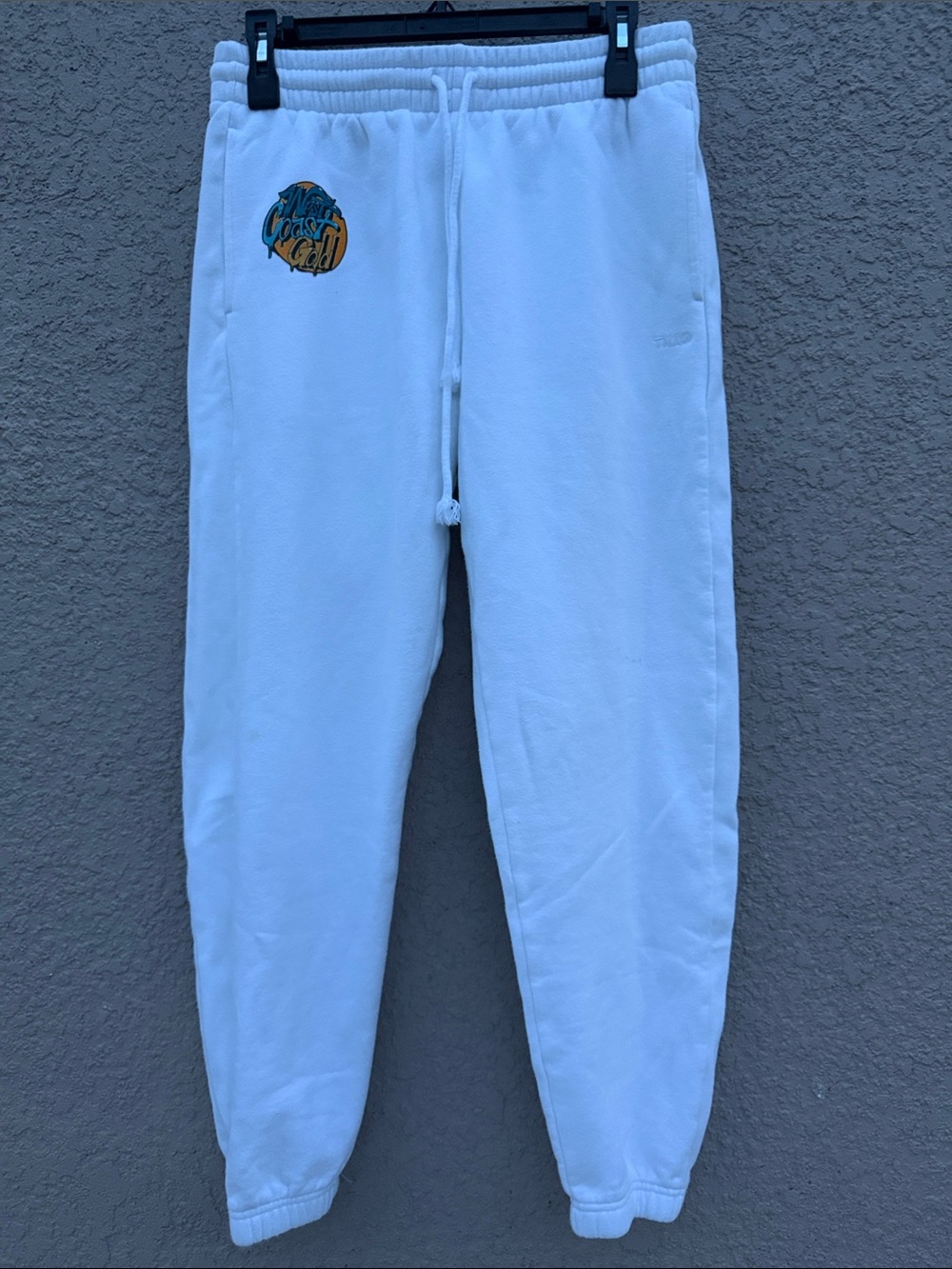 TNA White Fleece Joggers with Small Patch